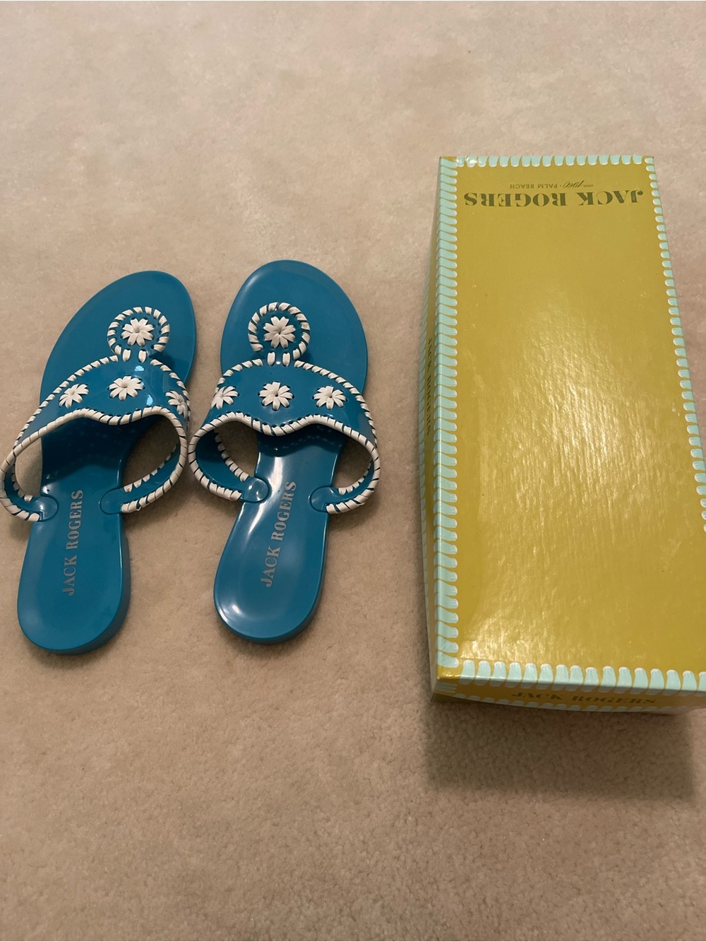 Jack Rogers Navajo Jelly Turquoise and White